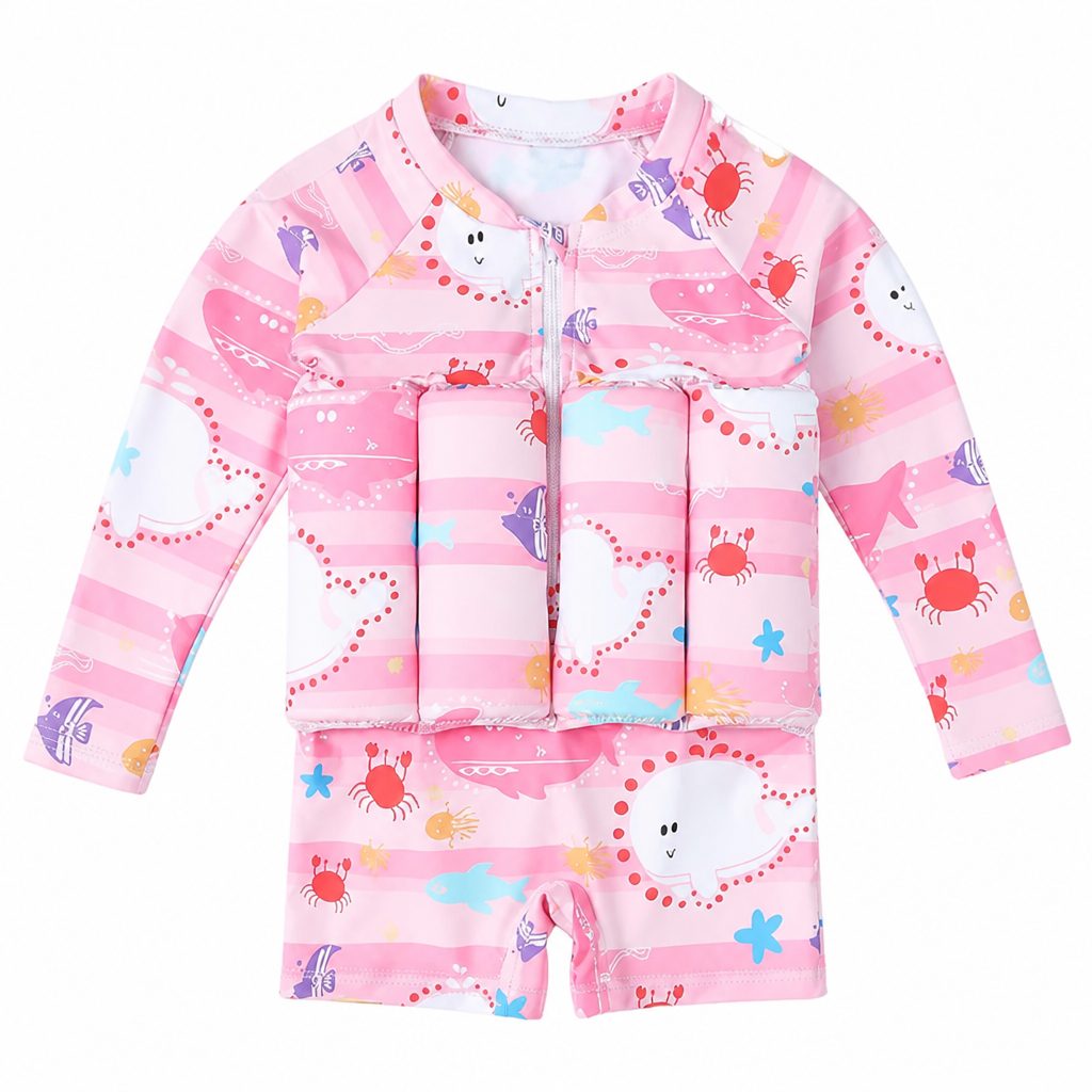 FloatPals Swim Confidence Suit - Pink sea creature print
