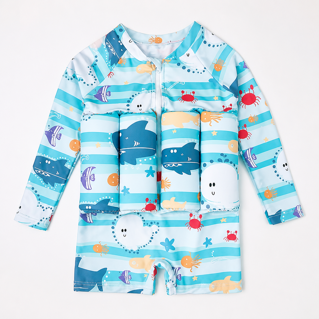 FloatPals Swim Confidence Suit - Blue shark print