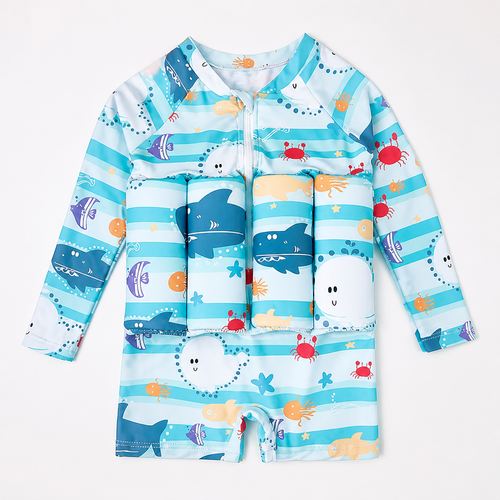FloatPals Swim Confidence Suit - Blue shark print